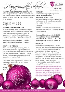 kerst particulier flyer huisgemaakte salades Catering van 't Hooge